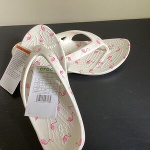 Crocs Women's White and Pink Sandals